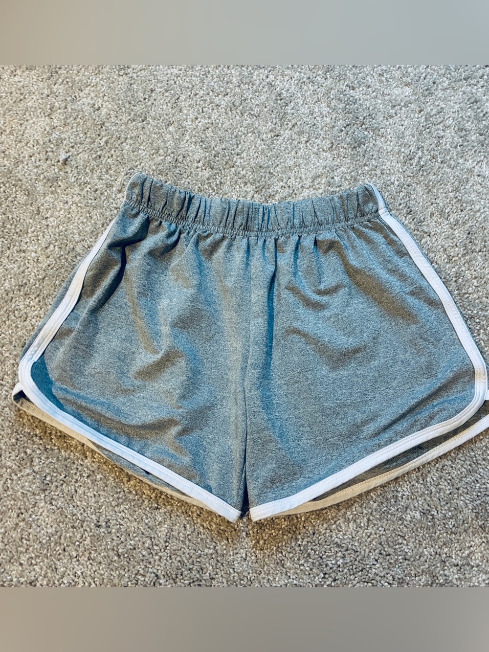 Women's Heather Gray Athletic Shorts with White Trim